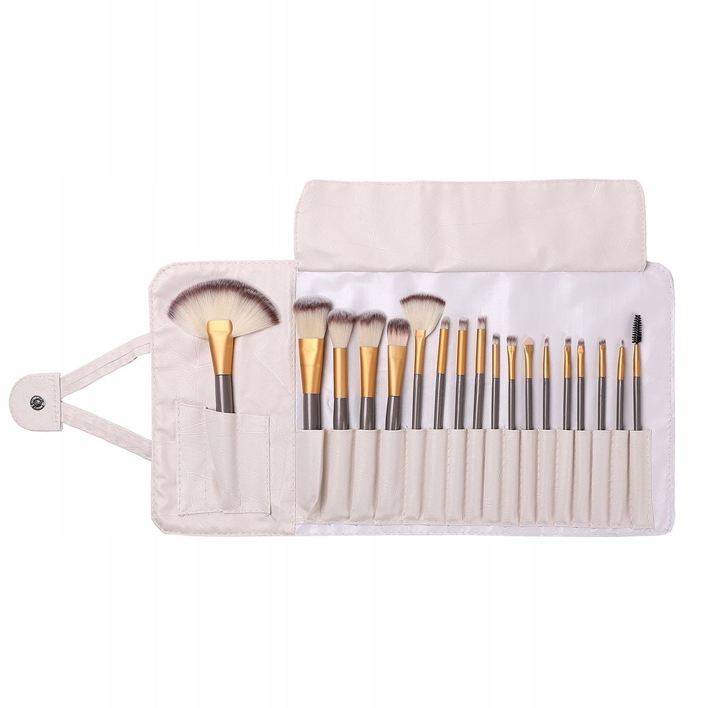 Duży Zestaw Profesjonalnych Pędzli ETUI do Makijażu Komplet 18 sztuk Pędzle Rodzaj włosia syntetyczne